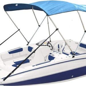 Wingxaoyy Marine Accessories 600D 3 Bow Biminii Top Replacement Canvas Cover Boot Cover with Frame Waterproof Anti UV Sun Shade Heavy Duty Boat Cover(Blue 85-90W)