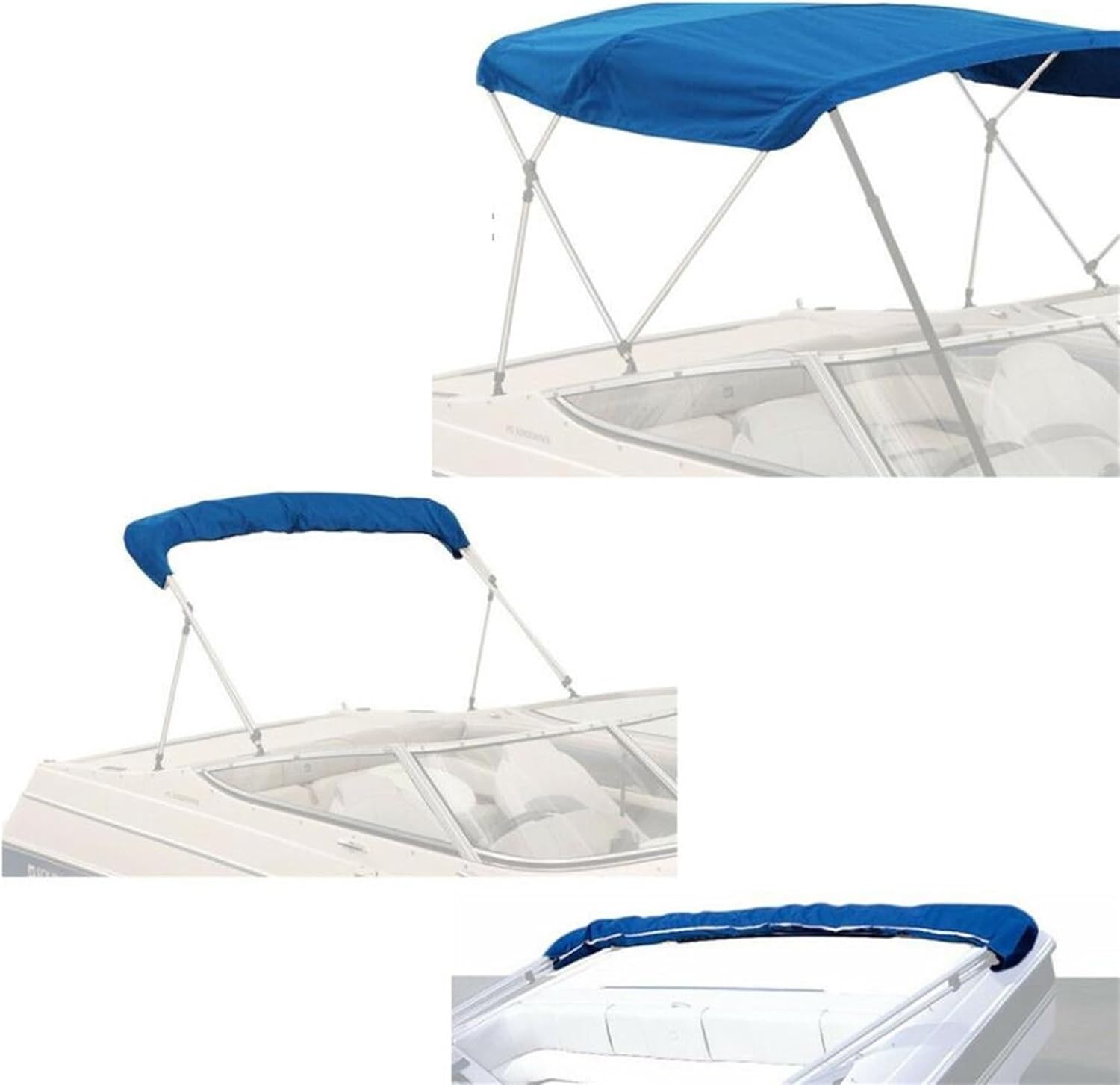 Wingxaoyy Marine Accessories 600D Boat Cover 4 Bow Biminii Top Replacement Canvas with Boot Frame Marine Cover Anti UV for V-Hull Jon Center Console Boat(Width 91-103 inch) - Image 4