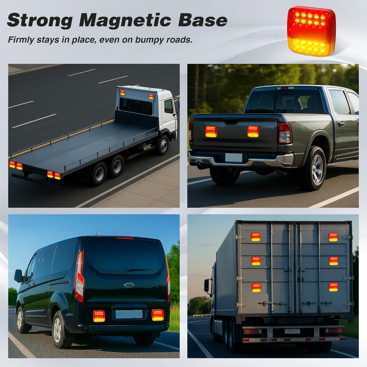 Wireless Magnetic Trailer Lights \u2013 Rechargeable LED Trailer Light Kit with Turn, Brake, Stop Lights, No Wiring Needed - Portable Wireless Lights for Truck, RV, Boat, Camper, Caravan, Utility Trailers - Image 7