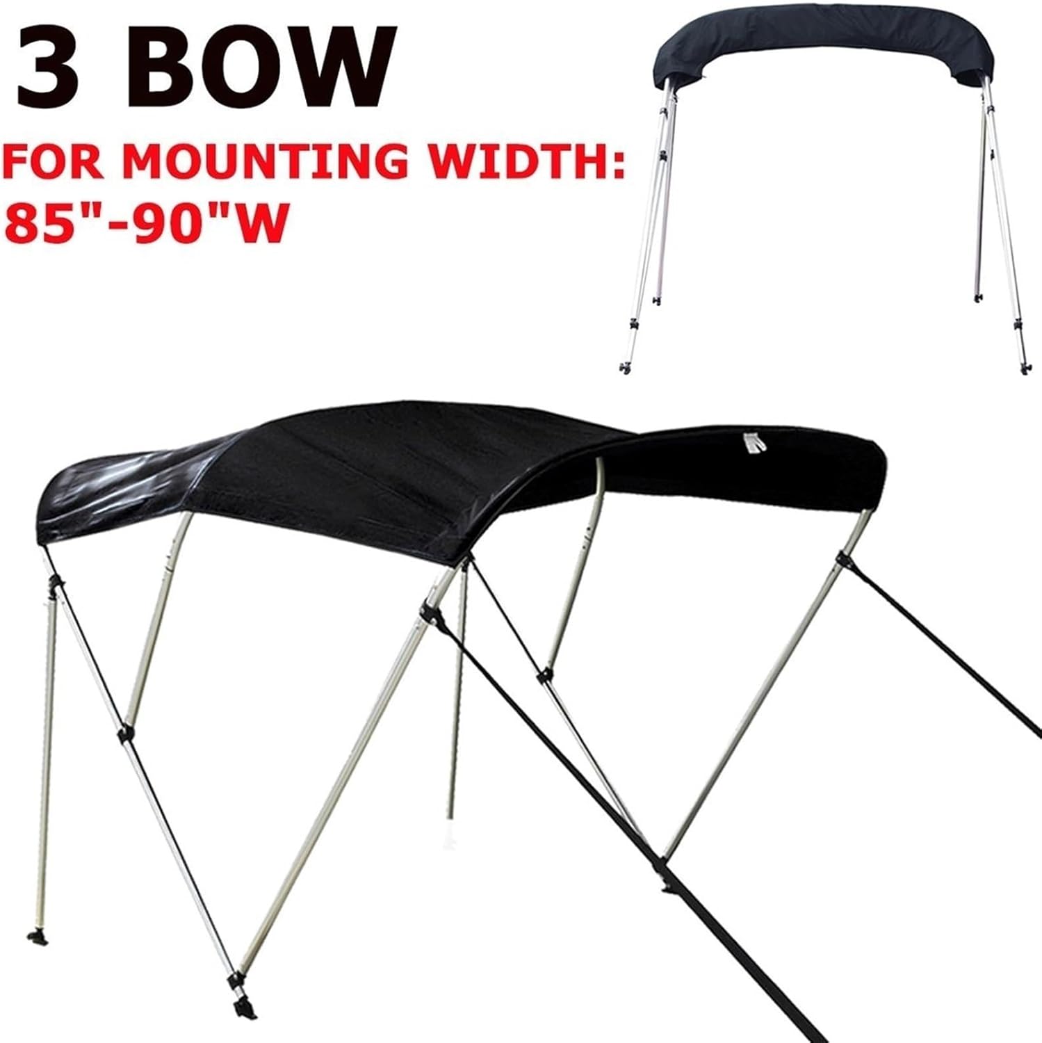 Xauyangha 3 Bow Biminii Top Replacement Canvas Cover Boot Cover with Frame 600D Waterproof Anti UV Boat Cover Marine Accessories(85-90W) - Image 2