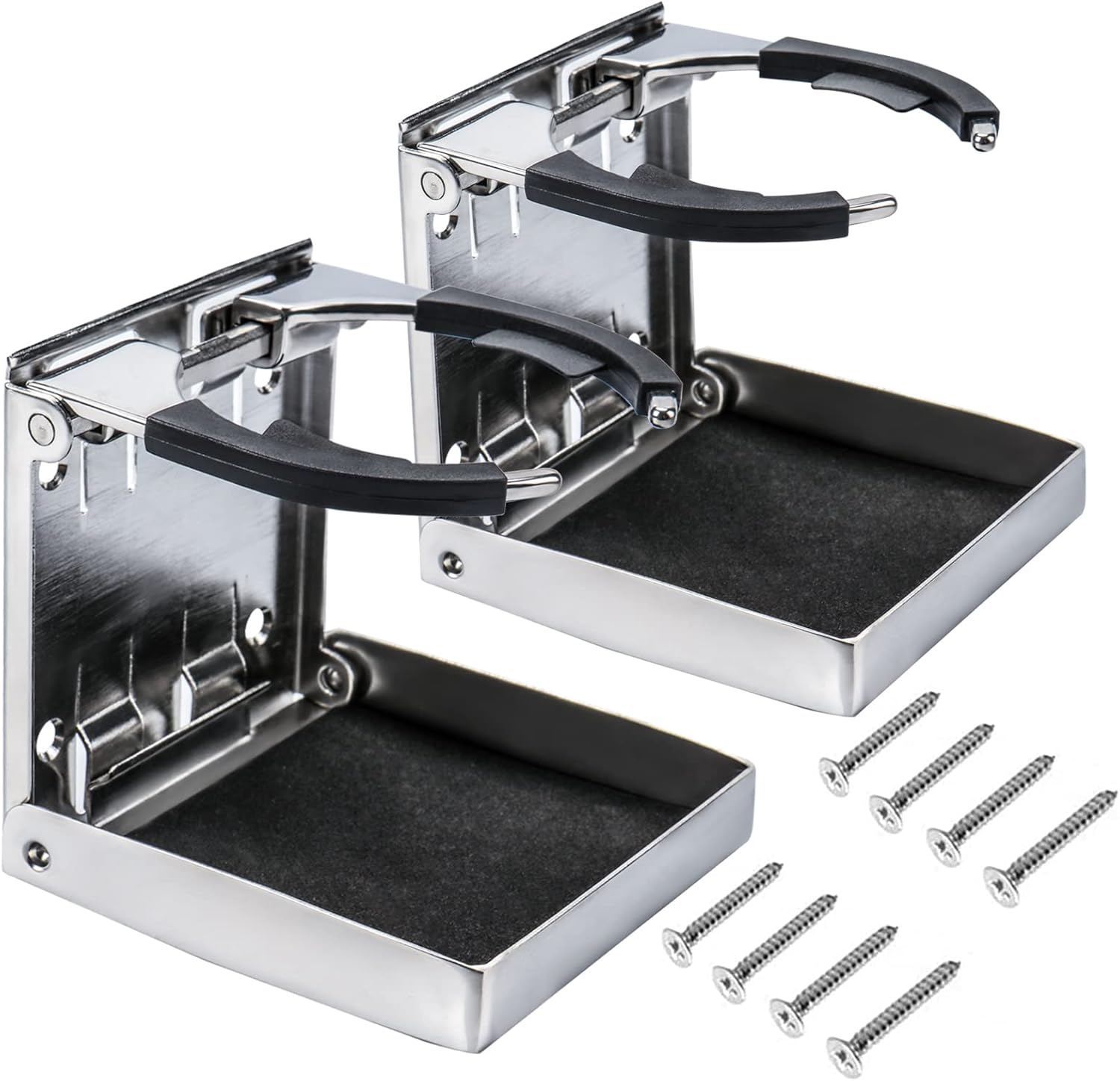 XinKunmarine 2PCS Boat Cup Holder,Stainless Steel Adjustable Holder for Cup Bottle Beverage,Folding Drink Holders for Marine Boat,Pontoon Boat,Truck,RV,Yacht