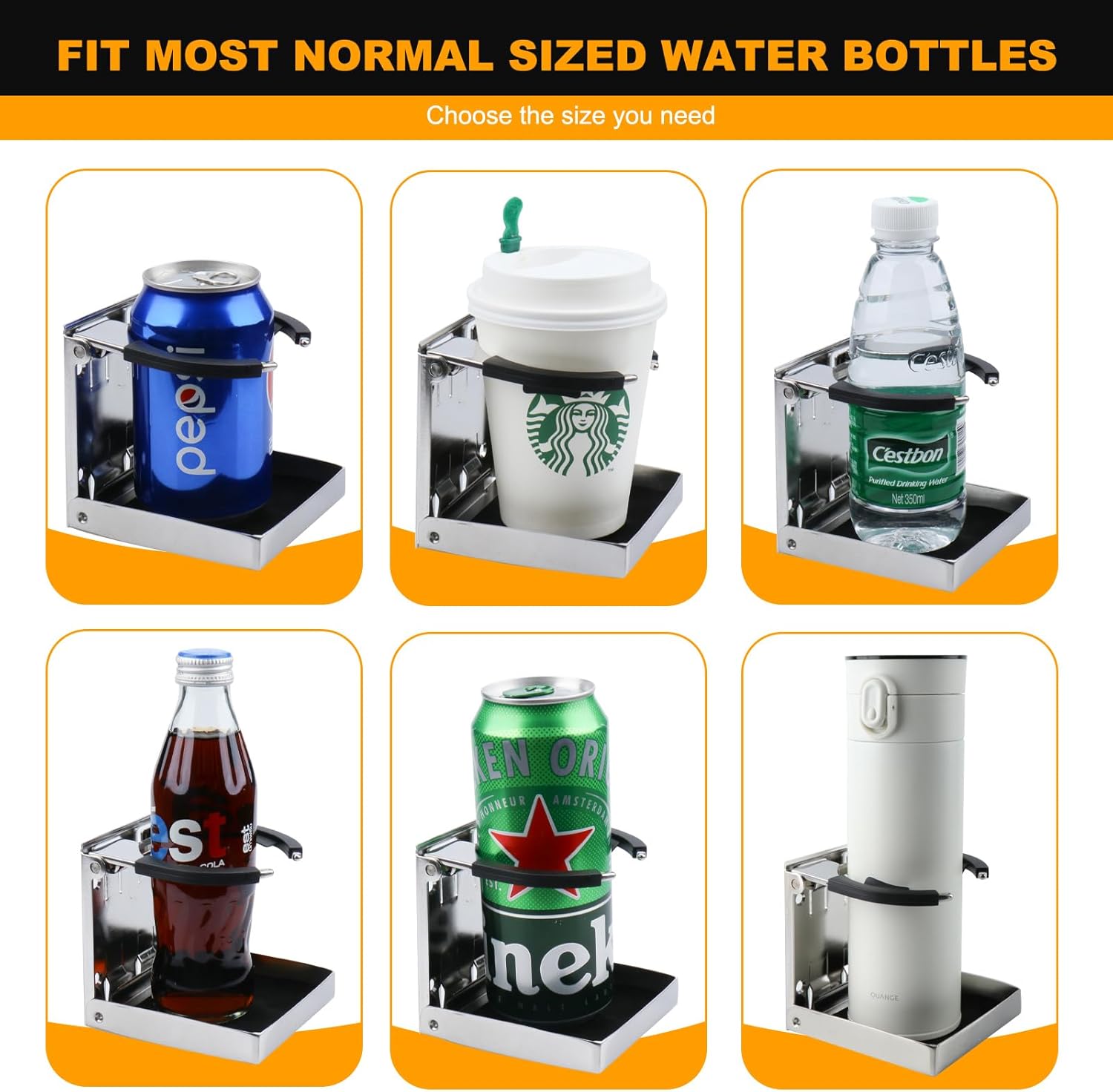 XinKunmarine 2PCS Boat Cup Holder,Stainless Steel Adjustable Holder for Cup Bottle Beverage,Folding Drink Holders for Marine Boat,Pontoon Boat,Truck,RV,Yacht - Image 2