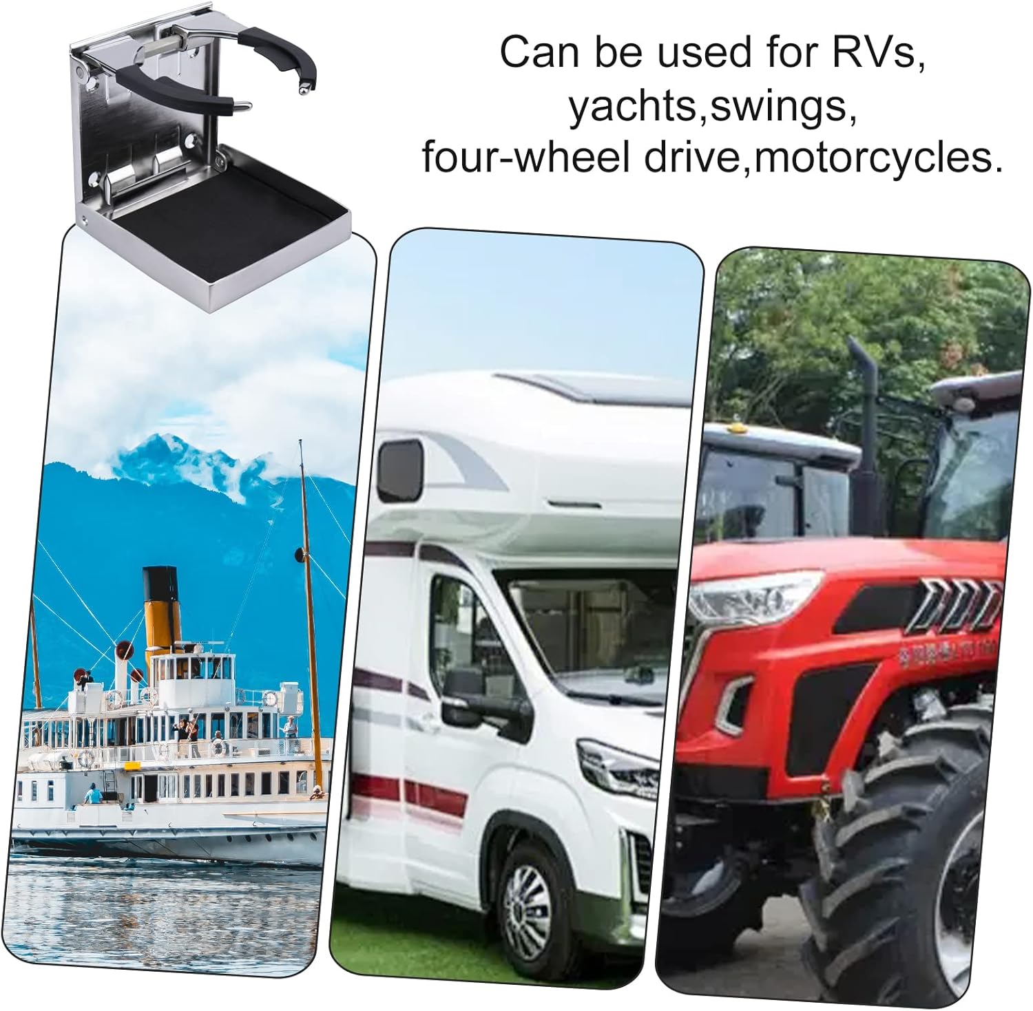 XinKunmarine 2PCS Boat Cup Holder,Stainless Steel Adjustable Holder for Cup Bottle Beverage,Folding Drink Holders for Marine Boat,Pontoon Boat,Truck,RV,Yacht - Image 8